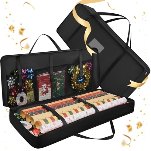 ​​Borsa Porta Carta da Regalo con Tasca Rete, 82x34x13cm Custodia Organizzatore Tessuto Oxford 600D, Pacchetti Contenitore Organizer Biglietti Resistente per Rotoli, Fiocchi, Accessori Decorativi