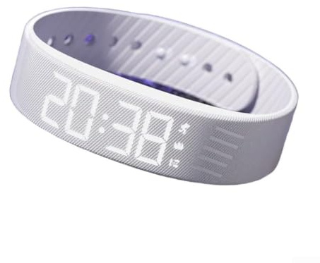 HEIBTENY Smart-Armband, geräuschloser Vibrationswecker, Uhr mit Schritt- und Kalorienzähler, Stoppuhr, Schlaf-Tracking, IP65 wasserdichtes Design und USB-Aufladung (weiß)