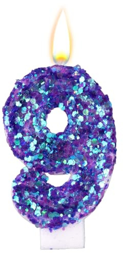 Candele di Compleanno con Numeri Viola, Candele di Compleanno con Numeri Glitterati Viola Decorazioni per Torte Romantiche e Scintillanti Articoli per Anniversari e Matrimoni (9)