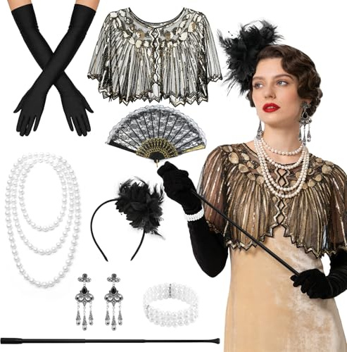 20er Jahre Accessoires, Great Gatsby Accessoires Damen, 20er Jahre Kostüm, 1920er Flapper Great Gatsby Accessoires, Fashion Roaring 20's Theme Set,Perfekte für 20er Jahre Kostüm Damen,Karneval