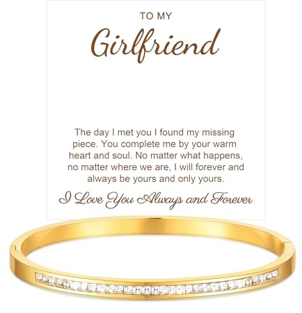 Gold Bangle Bracelets for Women - 18K Gold Plated Cubic Zirconia Bangle Bracelet，Classic Crystal Tennis CZ Bangle Tendy Jewelry Party Christmas Birthday Valentine's Day Gifts for Her Girlfriend Wife