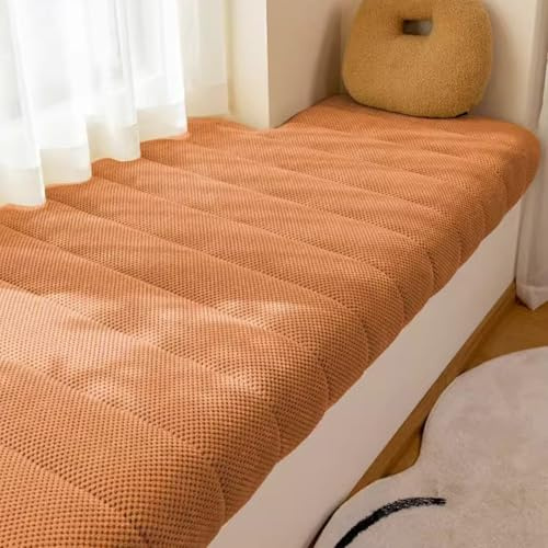 WLXFF Cord Sitzkissen Bank Für Innen Fensterbank Window, 5CM Dicke Bankauflage, rutschfest bankkissen, sitzpolster Bank Für Bänke, Sitzbank Kissen Eckbank Auflage,Dark orange,120x55cm