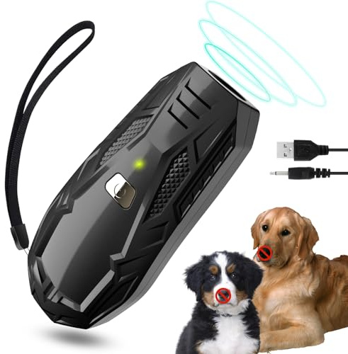 Queenmew Antibell Ultraschall Gerät für Hunde, Anti Bell Gerät Hunde mit Variabler Frequenz 15-25kHz, Hundeabwehr Ultraschall 5m Reichweite, 1800mAh USB Wiederaufladbarer Ultrasonic Dog Trainer