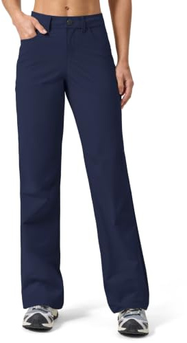 WILLIT Pantalon de randonnée pour femme - Séchage rapide - Léger - Imperméable - Protection UV UPF 50+ - Stretch - 74 cm - Avec 4 poches, bleu marine, 36
