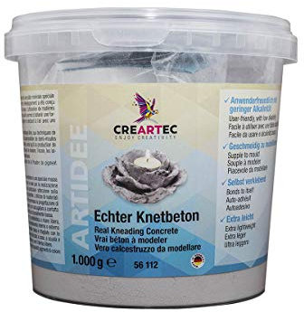 CREARTEC Echter Knetbeton - Bastelbeton - Modellierbeton - schadstofffrei - zum Modellieren von individuellen Gegenständen - 1000 g - Made in Germany