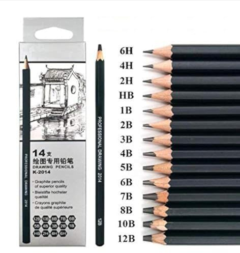 Bleistift 14 Stück/Set 12B 10B 8B 7B 6B 5B 4B 3B 2B B HB 2H 4H 6H Graphit-Skizzenstifte Professionelles Bleistiftset zum Zeichnen