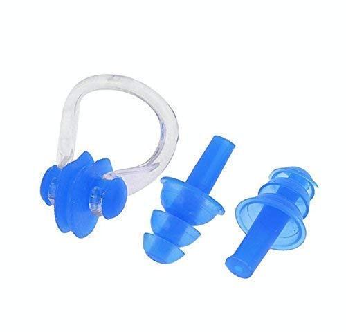 Nasenklammer zum Schwimmen - verhindert Wasser in der Nase - leicht aufsetzbar - kein Drücken - wasserdicht aus Silikon - Nasenklemme mit Aufbewahrungsbox inklusive Ohrstöpsel