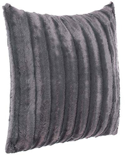 Brandsseller Hochwertiges Exclusives Fellkissen - Fellimitat Nerzoptik - besonders weich und kuschelig Kissen mit Füllung - Größe: 50x50 cm Anthrazit