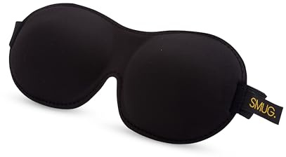 SMUG 100% Blackout Sleep & Eye Mask | Eyelash Extension Friendly | Eye Masks for Sleeping | Sleep Masks for Women & Men | Straps for Dream Comfort & Adjustability | Black