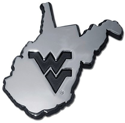 West Virginia University WVU Mountaineers Premier Metal Auto Emblem (State Shaped)