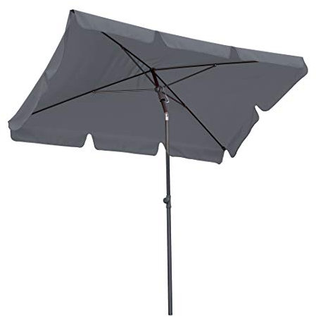 QUICK STAR Sombrilla Quitasol Parasol para el balcón 2 x 1,25 m Rectangular con cenefa y dispositivo de pliegue Color Gris