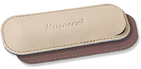 Kaweco Eco 2er Leder Etui Creamy Espresso I Stifte Etui passend für die Sport Serie I Schreibetui aus echtem Leder mit schöner Prägung I schicke & Klassische Stifttasche I Stiftetui 12 x 4,6 cm