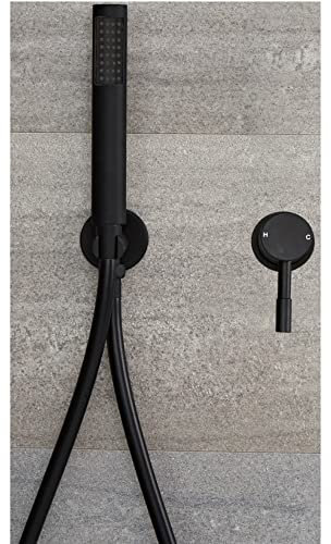 Milano Nero Manual Mixer Valve Hand Shower Handset - Black