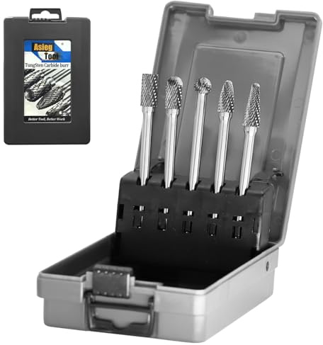 5-teiliges Wolframkarbid-Frässtift-Set mit 1/4-Zoll-Schaft und doppeltem Schnitt, verlängert, lang, solide Elektrowerkzeuge, Hartmetall-Rotationsfeilen für Schleifer, Metall, Holz, Schleifen, Fräsen