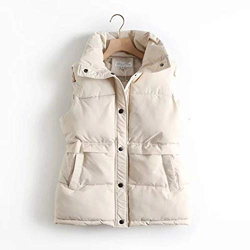 Women's Down Puffer Vest Coat - Autumn Winter Loose Vest with Drawstring Stand Collar, Long, Windproof, Warm Waistcoat Coat for Outdoor Sports, Insulated