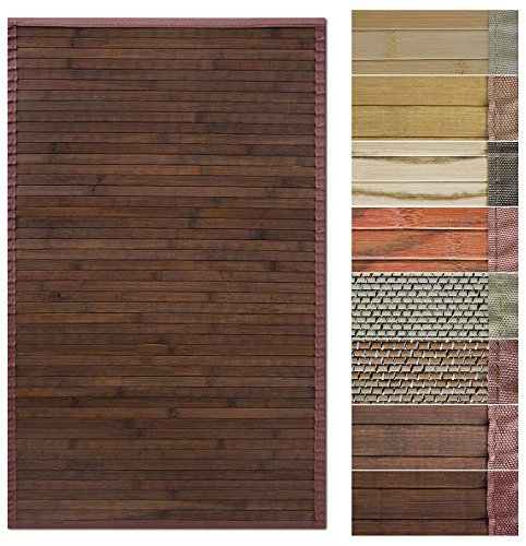 Floordirekt Alfombra Suelo de Bambú con Marco de Tela, Diseño Natural en Muchos Colores y Tamaños (160 x 230 cm, Roble)