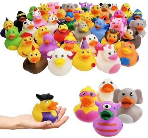 Assortment Rubber Duck Toy Duckies for Kids, Bath Birthday Gifts Baby Showers Classroom Incentives, Summer Beach and Pool Activity, 2 (20-Pack)
