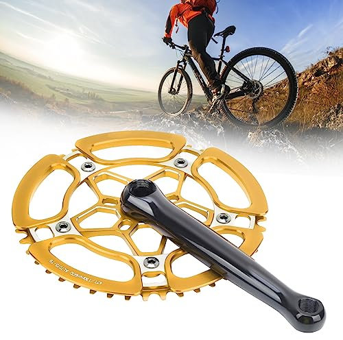 BOLORAMO Kurbelgarnitur Kurbelarm,Fahrradkurbelarm,Fahrradkurbelgarnitur,BCD130mm Single Speed ​​Kurbel für Rennrad Mountainbike(Golden)