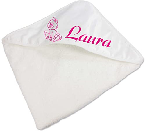INDIGOS UG - Kinderbadetuch mit Foto individuell Bedruckt Motiv - selbst gestalten - 80x80 cm - personalisierte Geschenk-Idee - 100% Baumwolle - Fotohandtuch mit eigenem Wunschtext - Baby Bad Dusche