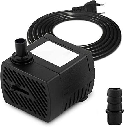 CAM2 Mini Wasserpumpen,Ultra Leise Aquarium Pumpe mit 1.5m Netzkabel,350L/H, 5W,Tauchpumpe Klein Springbrunnenpumpe Fontänenpumpe,2 Düsen für Aquarium Teich,Garten,Brunnen