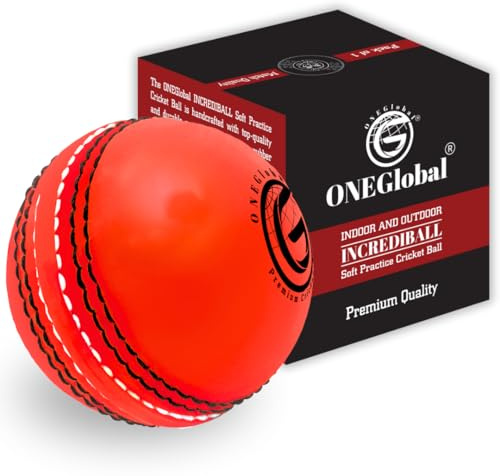 ONEGlobal Mjuk & Säker Övningscricketboll | Mjuk & Säker Gummicricketboll för Övning | Med Verklig Söm & Kärna för Hopp & Sväng | Perfekt för Självförtroende & Tändstickor (1-Orange)