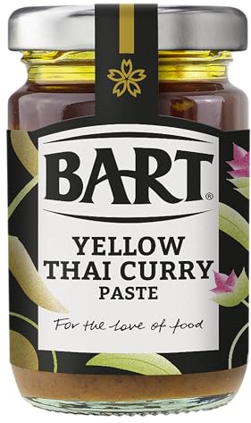 BART Yellow Thai Curry Paste Jar - Pack of 6 x 90g - Sweet & Mild Thai Curry Paste Ideal for Prawns or Vegetables in Curry - Mild Heat