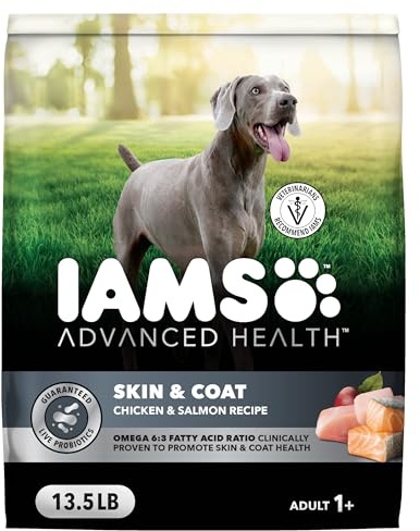 IAMS Advanced Health Skin & Coat Dry Dog Food, Adult Dog Food Dry Chicken and Salmon Recipe, 13.5 lb. Bag