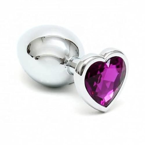 BONDAGERIE® Plug anale gioiello a forma di cuore, colore viola, sextoy 100% sicuro sacchetto incluso, Taglia Taglia: S