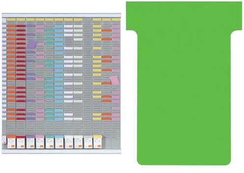 Nobo - Kit Planning Annuel Mural à Fiches T, 12 Colonnes & 54 Fentes, Indice 2 & Lot de 100 fiches T pour planning, Indice 2, Vert