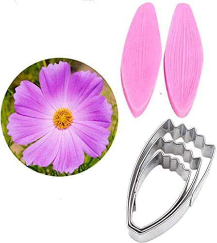 5Pcs Daisy Flower Petal Veiner Cutter Silicone Molds Stainless Steel Fondant Cutter Cake Decorating Tools Cookie Cutter Baking Moulds,Bakeware Sugarcract Chocolate Gumpaste Molds Cake Decorating Mold
