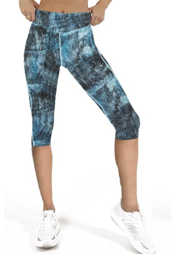 Nakloe - Kvinnors korta leggings - Kvinnors korta strumpbyxor - Kvinnors kortbyxor - Pirater strumpbyxor Kvinna Fitness, Gym, Yoga Elastic och icke-transparent, Blå, S