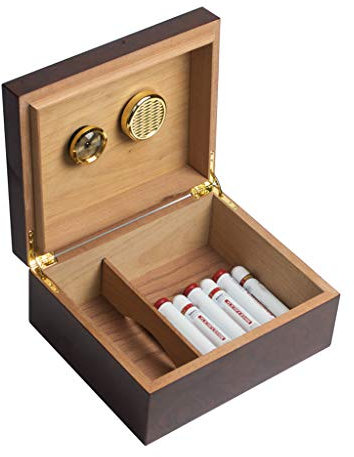 Zigarrenzubehör, Zigarrenschachtel, Zigarrenschrank, Zigarettenetui, Zigarren-Humidor, Import aus Zedernholz, Klavierfarbe, großes Fassungsvermögen, 40 Stäbchen mit Hygrometer und Luftbefeuchter, A