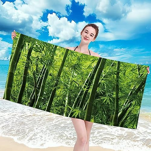 Bamboo Beach Towel, Bamboo Beach Towels for Adults Kids Microfibre Travel Towel, Quick Dry Sand Free Lightweight Pool Towel for Swim, Bath, Travel Beach Towel 70x150