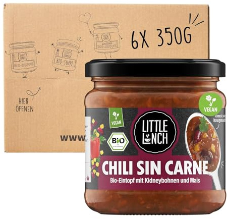 Little Lunch Bio Chili Sin Carne, Multicolor | Veganer Eintopf | 6 x 350g | Würziges Chili sin Carne | vegan & laktosefrei| ohne Zuckerzusatz | 6er Pack
