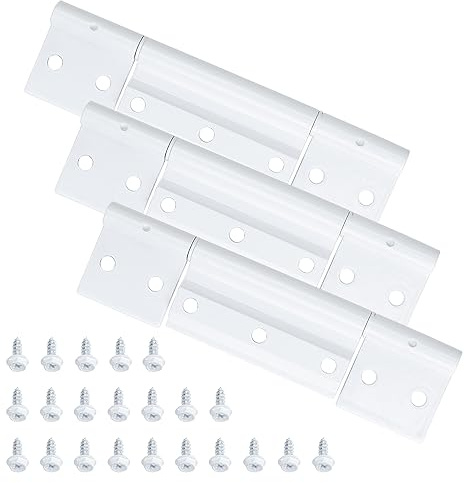 Lot de 3 charnières de porte tempête, aluminium blanc, 0,3 cm | Charnière de porte rainurée Larson en aluminium extrudé compatible avec la plupart des portes moustiquaires