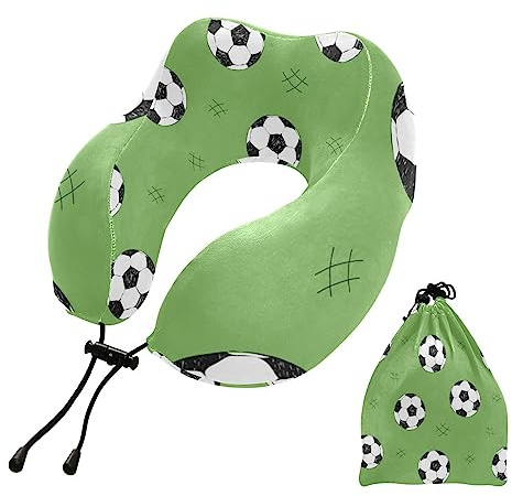 Mnsruu Almohada de Viaje de Fútbol para Avión, Cojín Cervical Reposacuellos Viaje, Almohada de Cuello de Espuma Viscoelástica para Adultos