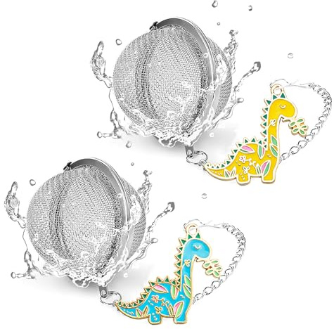 PUSCOBSY Dinosaur Tea Infuser Set - Elevate Your Tea Experience with Charming Dinosaur Charm Pendants and Superior Loose Leaf Tea Strainers, Cute Tea Extraction Filter Best Friend Gift (2 PCS)