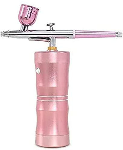 KOHARA Kit Mini Pistola a spruzzo con Pompa compressore d'Aria, Kit Pistola a spruzzo Portatile per Trucco Professionale, Decorazione di Torte, Modello, Vernice (Rosa)