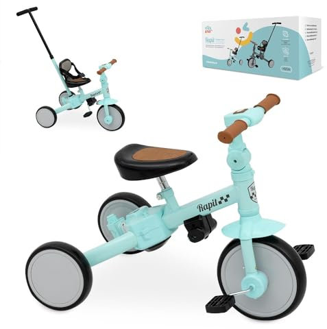 Interbaby Dreirad ab 1 Jahr bis 5 Jahren | Vom Dreirad zum Fahrrad mit oder ohne Pedale | Anpassungsfähig und Wandelbar | Grüne Farbe