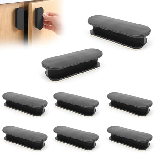 MYLERCT 8 Stück Türgriff Balkontür Außen, Türknauf Türgriff, Selbstklebende Türgriffe, Schrankgriffe, Türgriff Balkontür Außen, Kunststoff Möbelgriff Glastür Fenstergriff, Schwarz