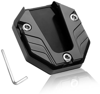 OUDQFCJ 1 soporte moto de montaje universal extendido para motocicleta, placa universal con acolchado, aleación de aluminio, antideslizante, soporte lateral, placa de extensión (Negro)