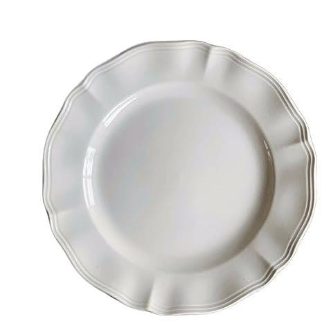 Assiettes Service de Table Assiette à manger blanche pure Vaisselle ronde vintage Assiette à dessert Assiette à manger normale Assiette à soupe Ménage Cuisine Restaurant Assiette plate Plateau à fruit