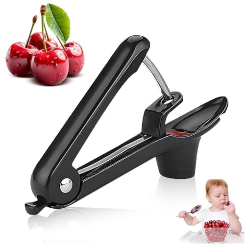 HABNI Deshuesador de Cerezas, deshuesador de Frutas para Cerezas, Aceitunas, Bayas, etc. (Negro, 20 cm)