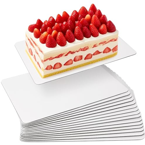 zandfelo 15 Pcs 13.75'' x 9.75'' Rectangle White Cake Boards, Greaseproof Cake Pad, Sturdy Cake Board Sheets for Rectangle Cream Cake, Pizza or Desserts