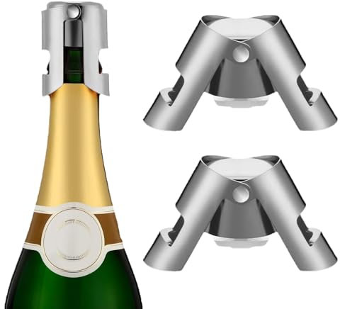2 Pcs Champagne Stopper,Reusable Bottle Saver Sealer Vacuum Sealed Wine Stoppers,Premium, Durable and Leak Proof Airtight Seal for Sparkling Wine Bottles(Freshness Up to 5 Days)