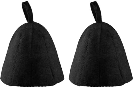 Bojueshaw 2pcs Felt Sauna Hats,Breathable Steam Bath Caps for Women & Men,Heat Protection Headwear for Spa,Hot Springs & Home Sauna(Black)