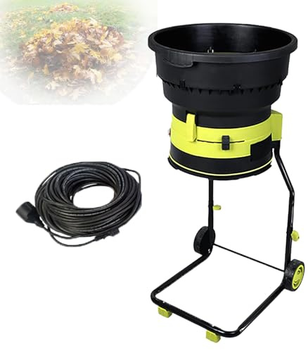 LwiftGal Broyeur De Feuilles éLectrique avec Cordon d'alimentation SuppléMentaire, Broyeur à Haut RéGime pour Le Nettoyage du Jardin, Outil De Compostage avec Sac De Rangement 50mpowercord