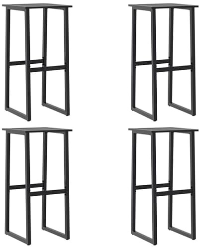 Barhocker 4er Set Schwarz - Hochwertige Gartensitzmöbel aus pulverbeschichtetem Stahl (38x38x80 cm) - Langlebig & Wetterfest für Terrasse, Garten oder Balkon - Moderne Barstühle für Outdoor & Indoor