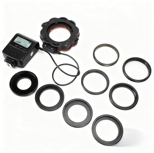 Camera Lens LED Ring Flash Light with 40.5-77mm Adapter Rings – Fill Light, Wide Compatibility for DSLR & Mirrorless Photography