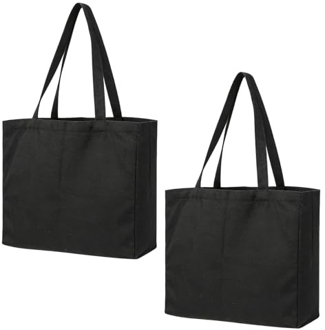 ZRUEWOT 2 sacchetti grandi in cotone, 45 × 35 × 10 cm, borsa in tessuto da dipingere, sacchetti di iuta riutilizzabili, non stampati, per lo shopping, lo sport e il fai da te
